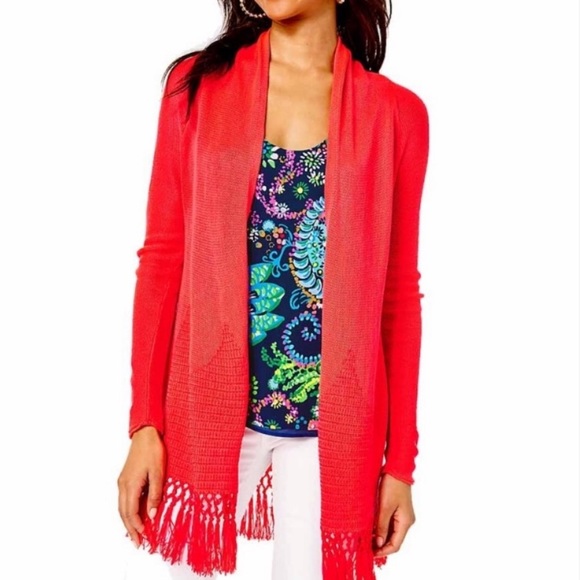 Lilly Pulitzer Tatum Cardigan in Picante Coral Orange - Picture 11 of 12